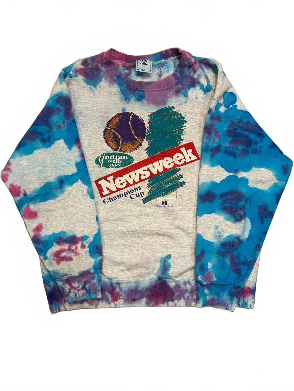 Vintage 1997 Indian Wells Newsweek Champions Cup Tie-Dye Sweatshirt Delta
